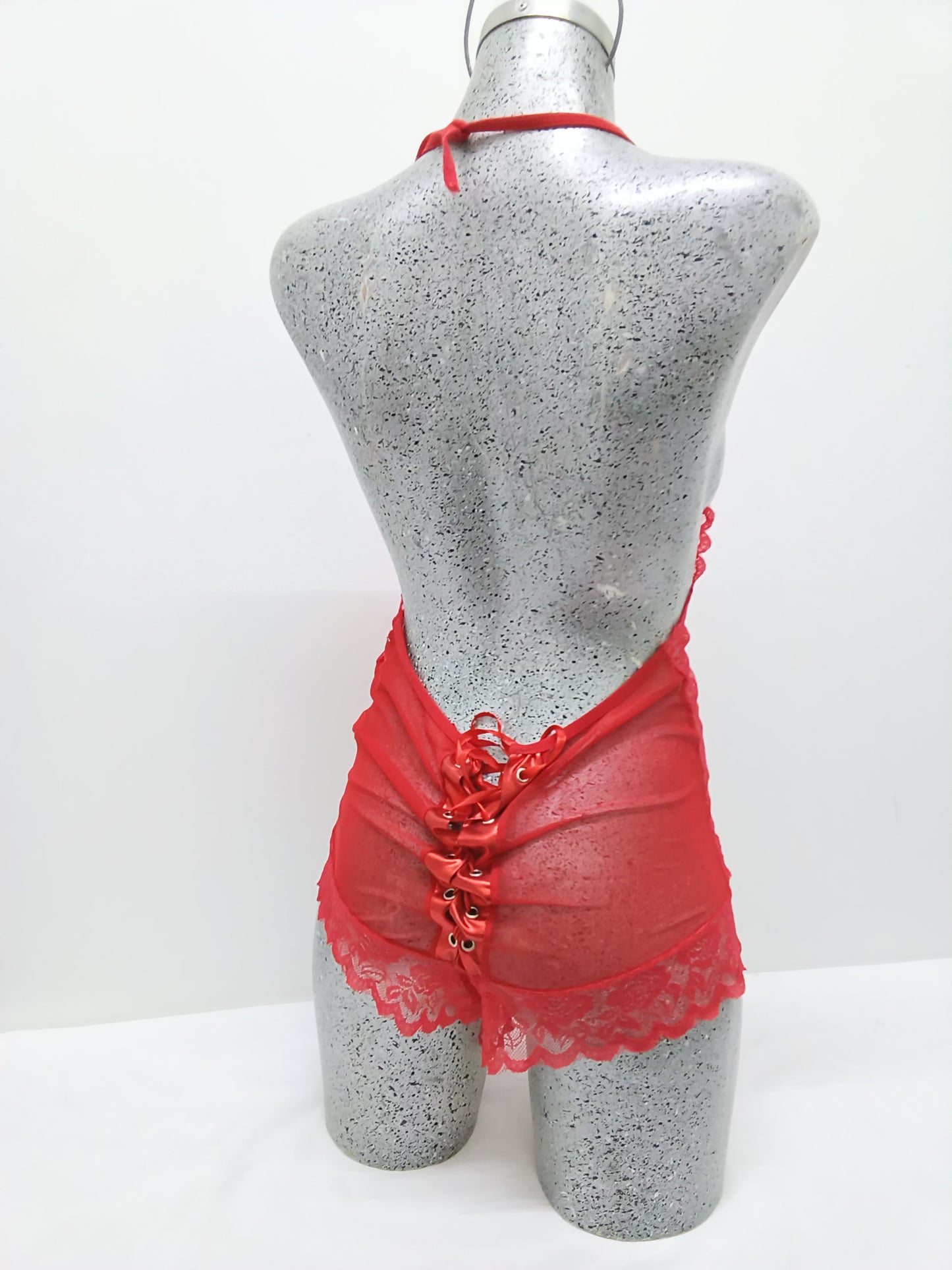 Teddy Bodysuit Rojo con Encaje