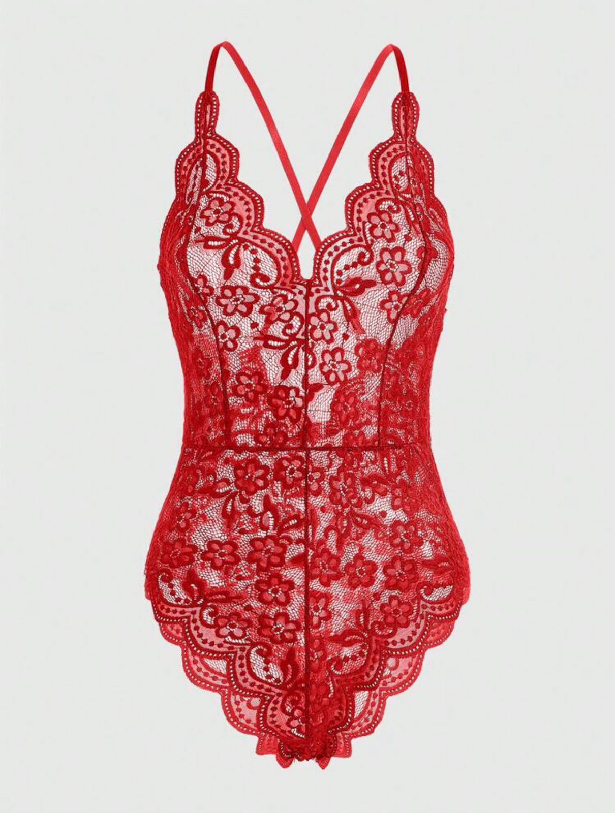 Teddy Bodysuit Rojo Espalda Cruzada